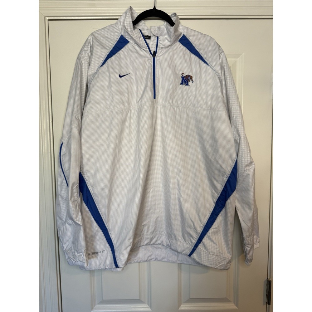 NWT Nike University Of Memphis Tigers‎ Half Zip White Jacket Windbreaker Sz L